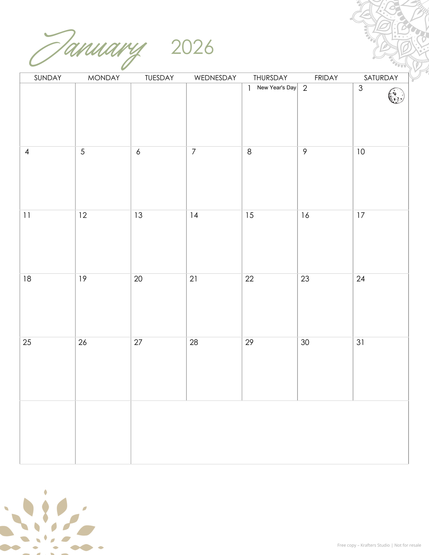 Free 2026 Minimalist Calendar (PDF Printable, with Holidays & Full Moon)
