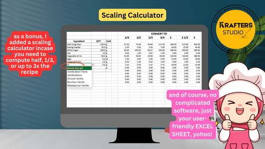 Recipe Costing Calculator for Bakers Excel Edition