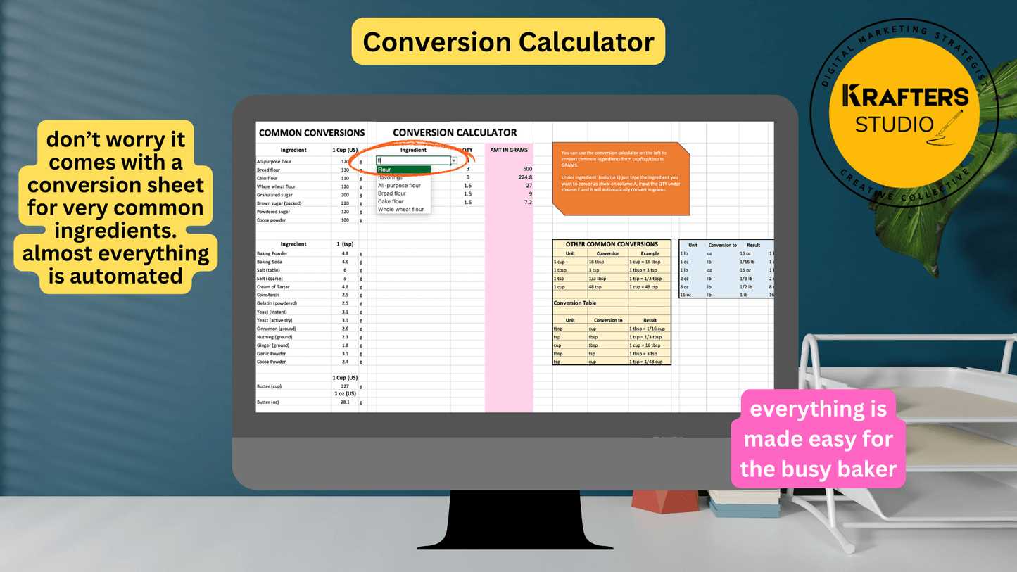Recipe Costing Calculator for Bakers Excel Edition