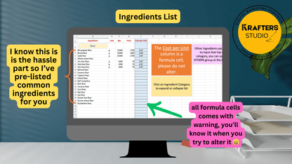 Recipe Costing Calculator for Bakers Excel Edition