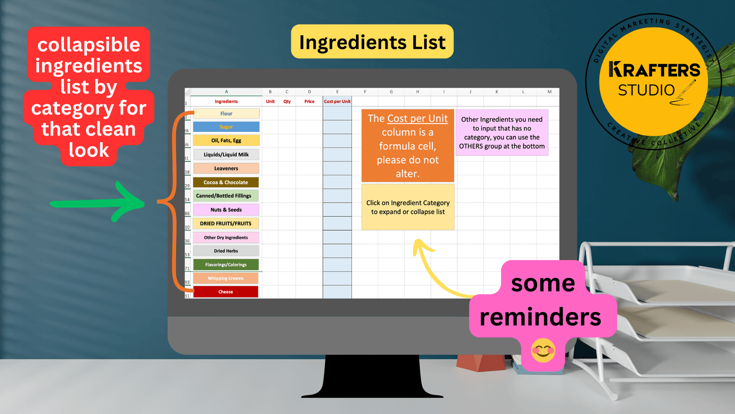 Recipe Costing Calculator for Bakers Excel Edition